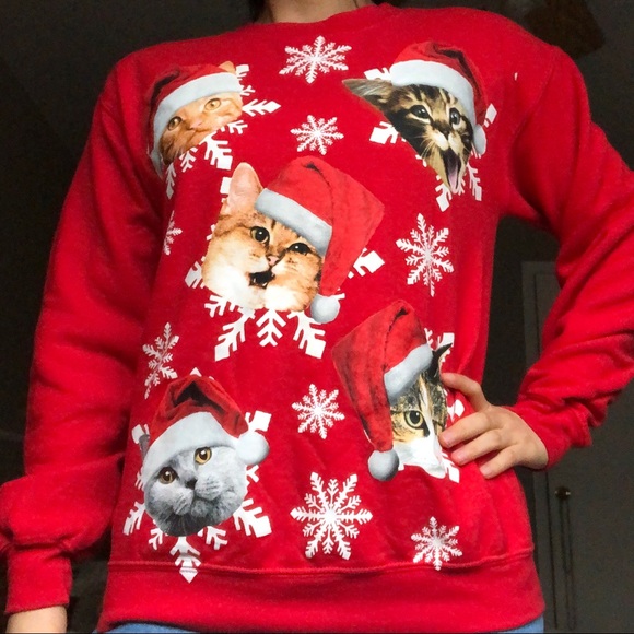 Gildan Tops - Ugly Christmas cat sweater
